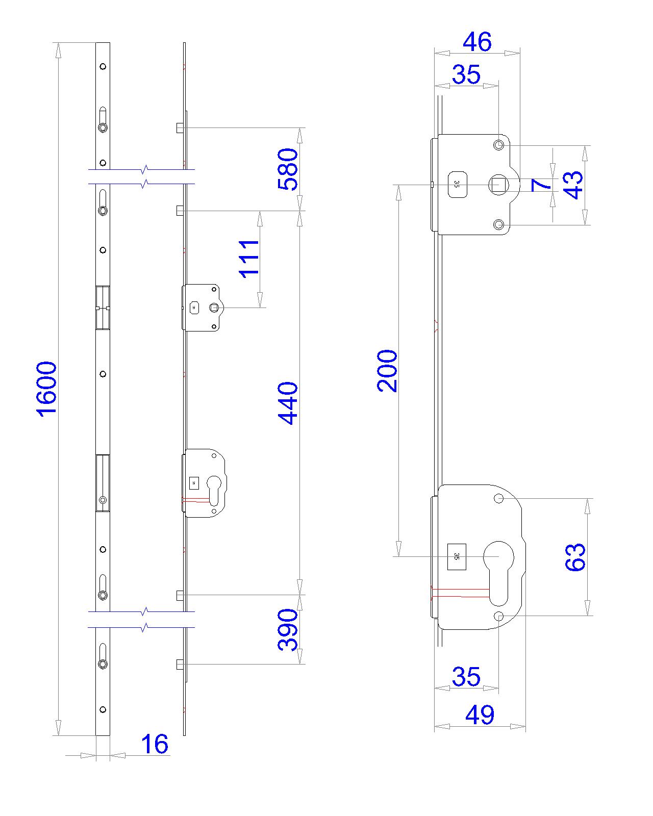Casement Door gear; Key With Teeths