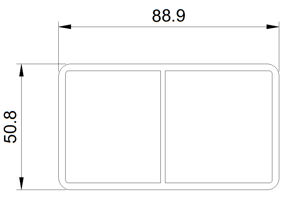 Medium Ribbed Rail 3 1/2"x2"